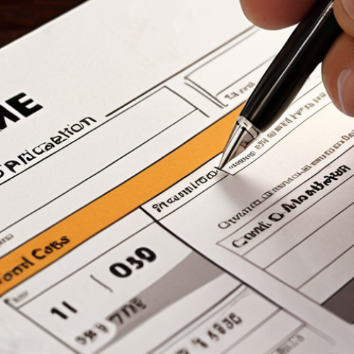 **

Prompt: Close-up of a credit card application form with a pen hovering over the "Income" section. Focus on the details of the form and the anxious expression of the person filling it out. Soft, diffused lighting.

**