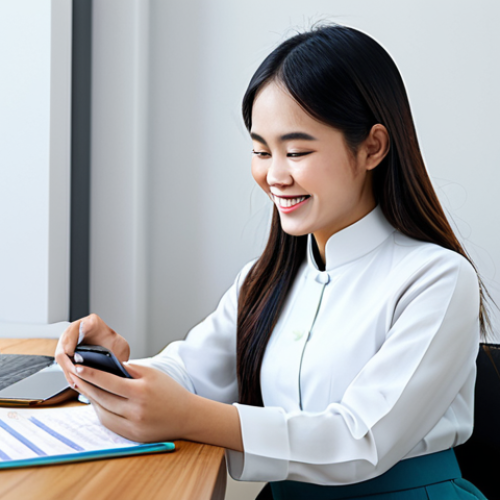 Personal Finance Management**

"A young Vietnamese woman, fully clothed in a modest ao dai, smiles as she organizes receipts and uses a banking app on her phone at a clean, modern desk. Background includes a calendar and budget planner. Appropriate content, safe for work, professional, perfect anatomy, well-formed hands, natural pose, digital art."

**